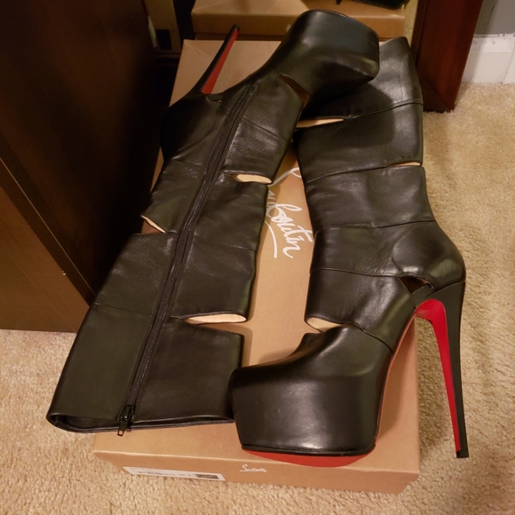 Christian Louboutin Black Platform Cut-out Boots - Picture 4 of 7